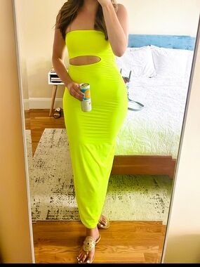Neon Yellow Cutout Skims Tube Dress (M)